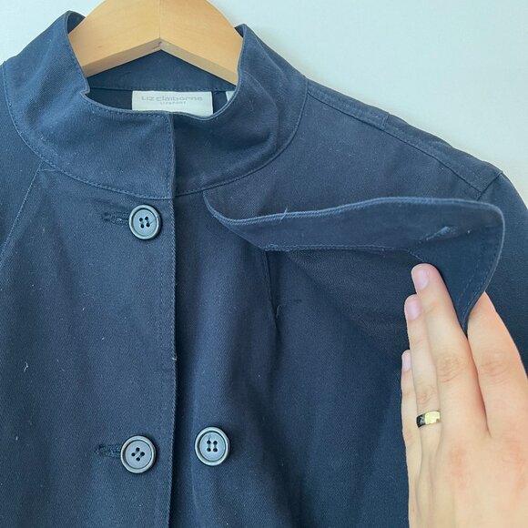 Liz Claiborne High Neck Navy Canvas Jacket - Picture 6 of 10